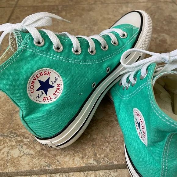 Converse Womens High-Top Sneakers - Teal and White - Picture 2 of 5